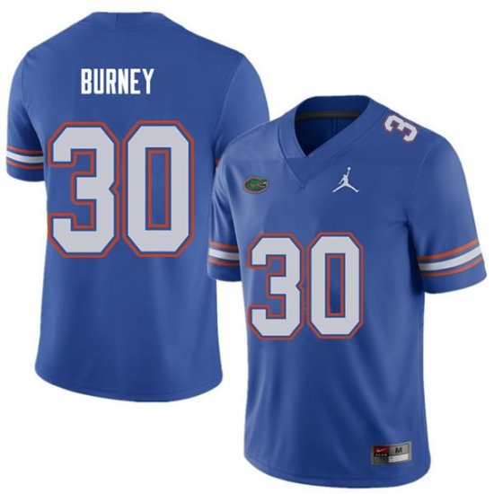 Men's Florida Gators #30 Amari Burney NCAA Jordan Brand Royal Authentic Stitched College Football Jersey MWB7162ZV